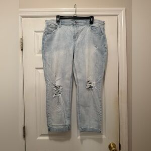 Old Navy Blue Boyfriend Jeans Distressed Style